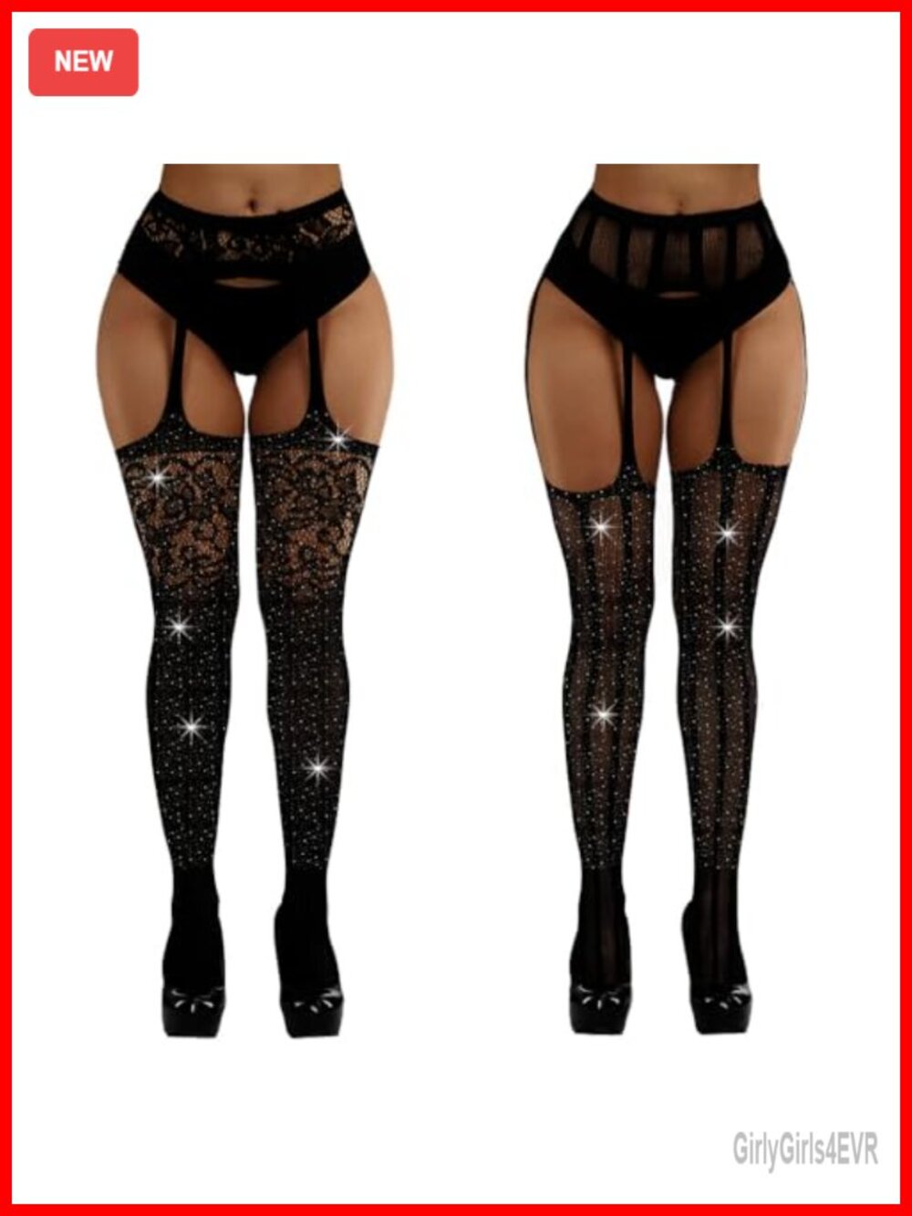 2 Pairs Fishnet Stockings Rhinestone Pantyhose Patterned Tights